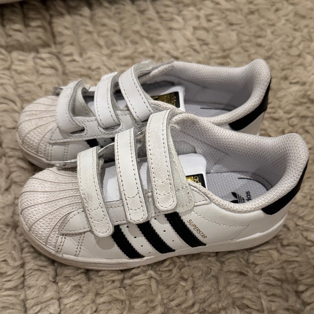 Adidas Kids Superstar White Black Sneakers size 10